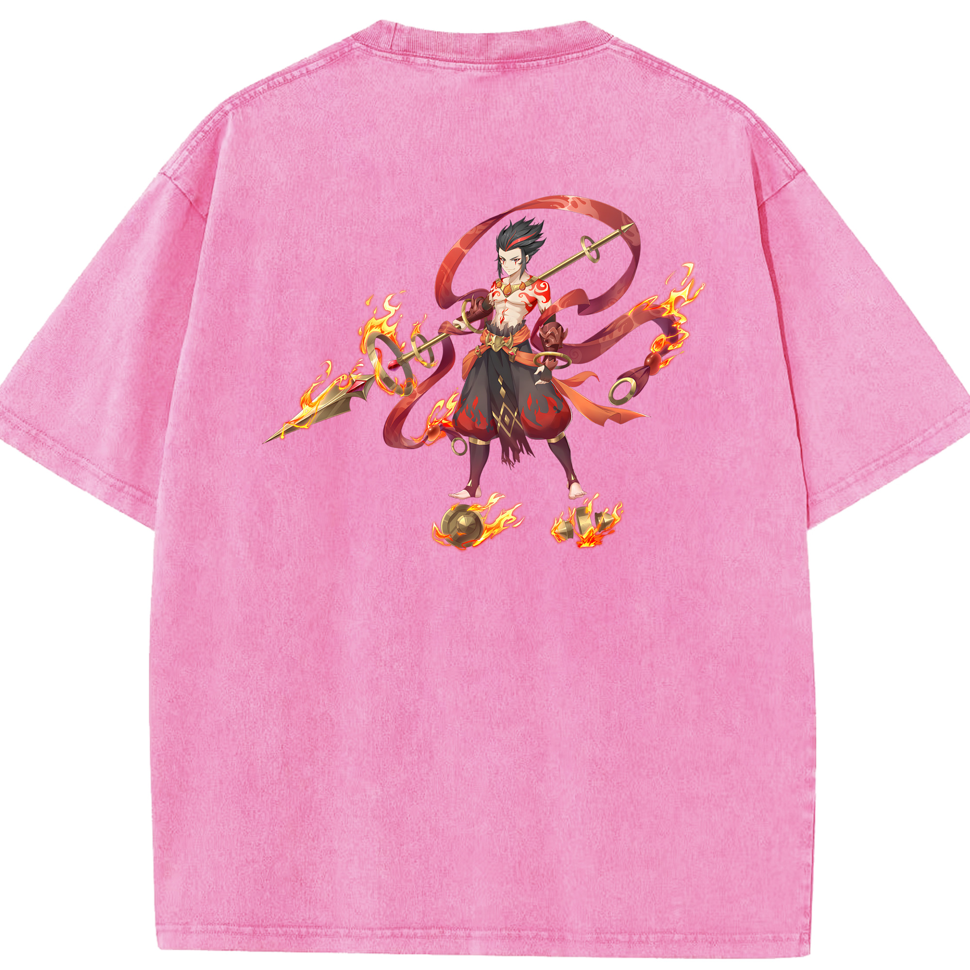 （画像用） Ne Zha 2 ナタ 魔童の大暴れ 綿100% ヴィンテージ風 半袖Tシャツ（背面プリント）